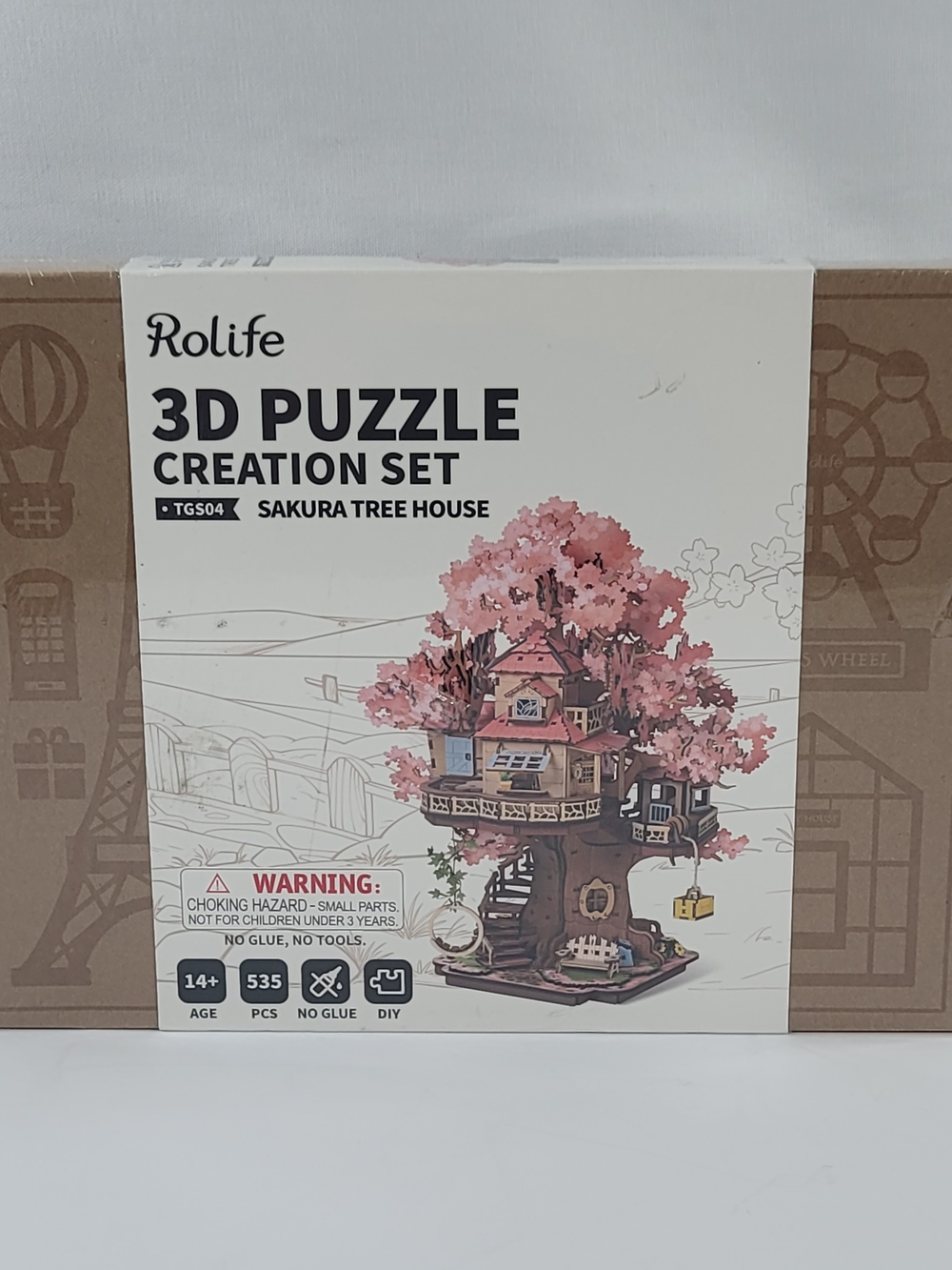 Rolife Sakura Tree House 3D Puzzle Set - Pink